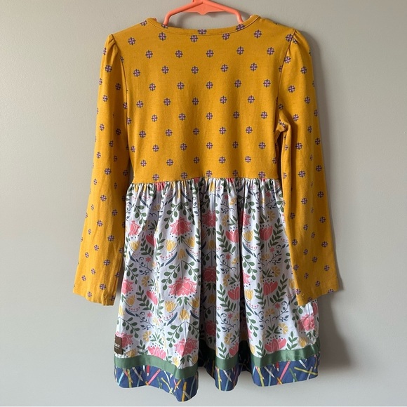 Matilda Jane 6 Choose Your Own Path Gold Star Pencil Dress Mustard Yellow Floral - Picture 6 of 10